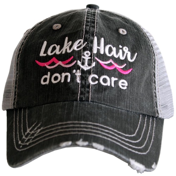 "Lake Hair Don’t Care" Embroidered/Distressed Cap - Picture 4 of 8